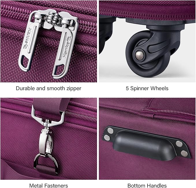 Hanke Expandable Collapsible Luggage with Wheels Suitcase Luggage Rolling Travel Bag Duffel Bag for Men Women Lightweight Suitcase Large Capacity Luggage with Spinner Wheel (Purple)