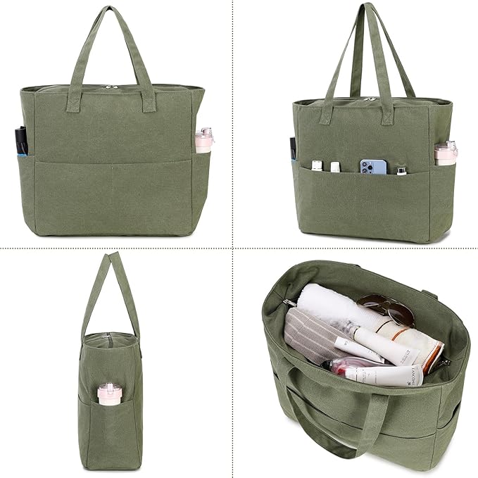LEDAOU Large Beach Tote Bag Women Waterproof Sandproof Zipper Beach Tote Bag for Pool Gym Grocery Travel with Wet Pocket