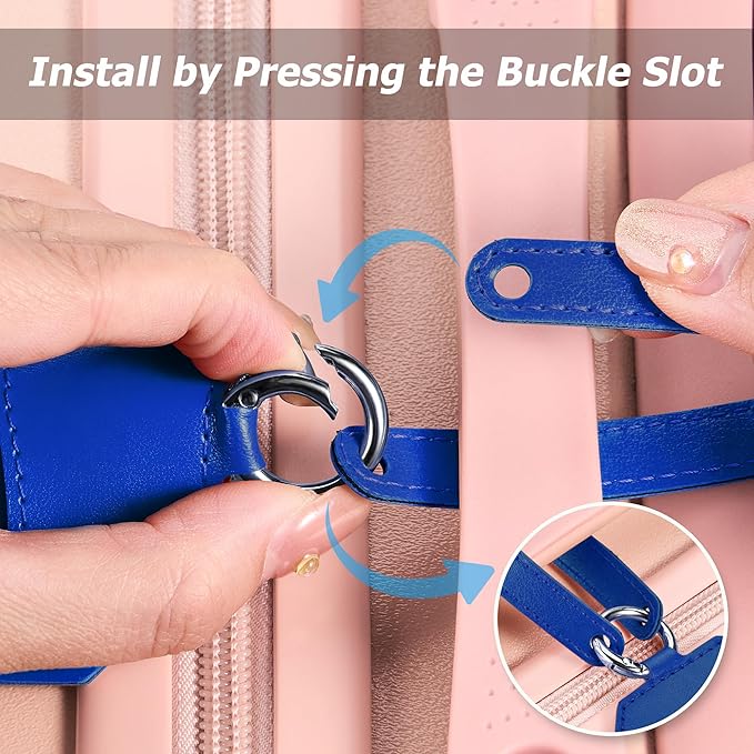 Mayski Luggage Tags for Suitcases 3 Pack Suitcase Bag Tags, TSA Approved, Metal Buckle, Bag Tags with Name ID Card Travel Essentials, Blue Airplane