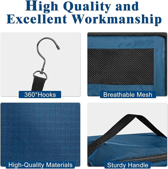 Hanging Travel Organizer, Carry on Luggage Suitcase Organizer, Travel Essentials Portable Travel Shelves Packing Cube for Travel Cruise Small,Navy Blue