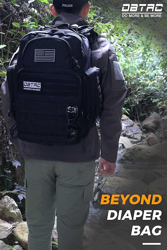 Diaper Bag Backpack for Dad, DBTAC Large Baby Nappy Bag for Men w/Changing Mat, Insulated+Wipe Pockets, Stroller Straps, Black