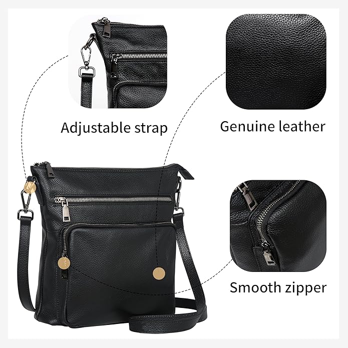 HESHE Crossbody Bags for Women Leather Handbags Designer Shoulder Purse with Pockets Satchel Purse Travel Bag