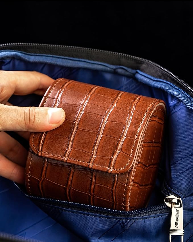 MR.OKAY Single Watch Travel Case-Classic Leather Watch Case With Superb Texture.(Portable Watch Roll Or Organizer For Storage And Display).Festival Gift For Men,All Handcrafted By Artisans.