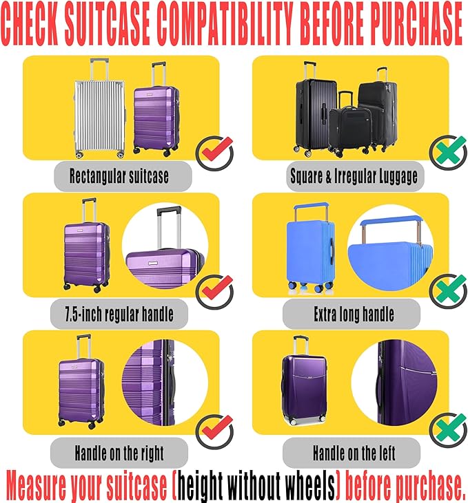 0.4mm Thick Transparent PVC Luggage Protector Cover Set, Waterproof TSA Approved Luggage Covers for Suitcase, Clear Suitcase Covers for 19-29 Inch Spinner Luggage