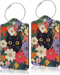2 Pack Luggage Tag for Suitcase, Cute Unique Leather Suitcase Tags Identifiers with Privacy Name Address Labels & Durable Steel Loop for Women Men Travel