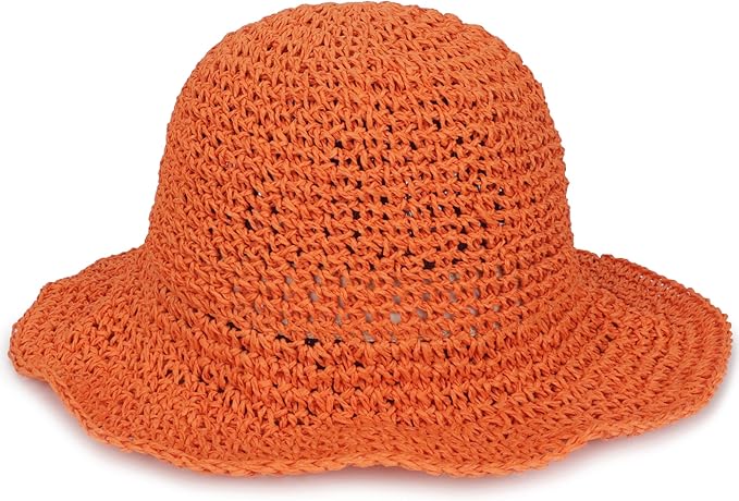 Womens Wide Brim Straw Sun Hat Foldable Floppy Crochet Beach Hat for Summer
