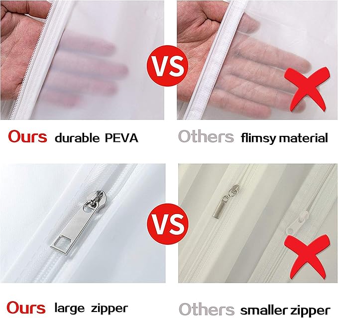 Garment Bags for Hanging Clothes, Clear Plastic Closet Storage Covers with Cedar Balls, 24" x 43"/54”, 6 Pack