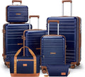 Luggage Sets with spinner wheels, PC+ABS Hard Shell Travel Luggage,Lightweight Carry-on suitcases with TSA Lock,YKK Zippers (Navy, 7 piece sets（14/18/20/24/28/DB/TB）)