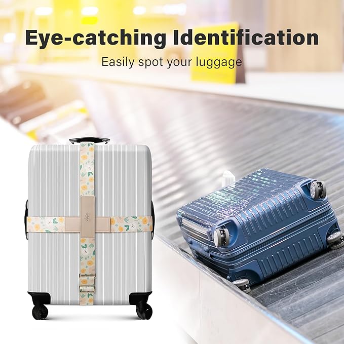 Luggage Straps for Suitcases,Adjustable Luggage Elastic Belt, Travel Essentials for Airport,Station, Vibrant Designs, Floral Garden