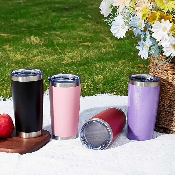 MEWAY 20oz Tumbler Double Wall Vacuum Insulated Travel Glitter Mug,Stainless Steel Tumblers with Lid and Straw, Powder Coated Coffee Cups for Woman (Rainbow Purple,1)