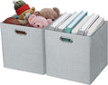 Thicker Fabric Storage Cubes 13 inch Collapsible Storage Bins for Organization, Cubby Storage Boxes for Organizing Shelf Cabinet Bookcase, 2pcs, Sliver Grey