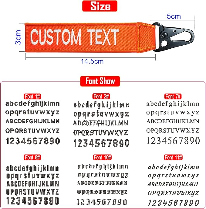 Custom Luggage Tags, Custom Personalized Luggage tag Name, Embroidery Key Ring Accessories for Car, Luggage, Crate,Gear