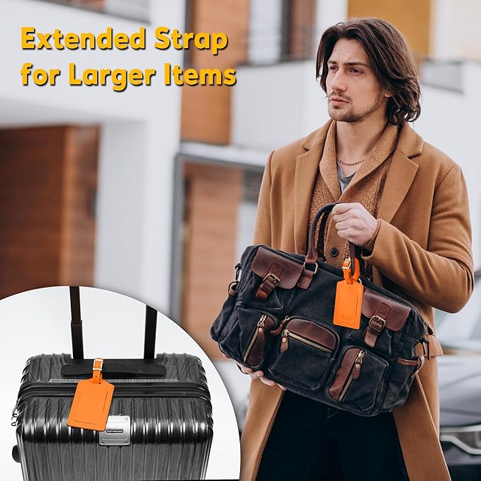 8 Pack Leather Luggage Travel Bag Tags by Travelambo