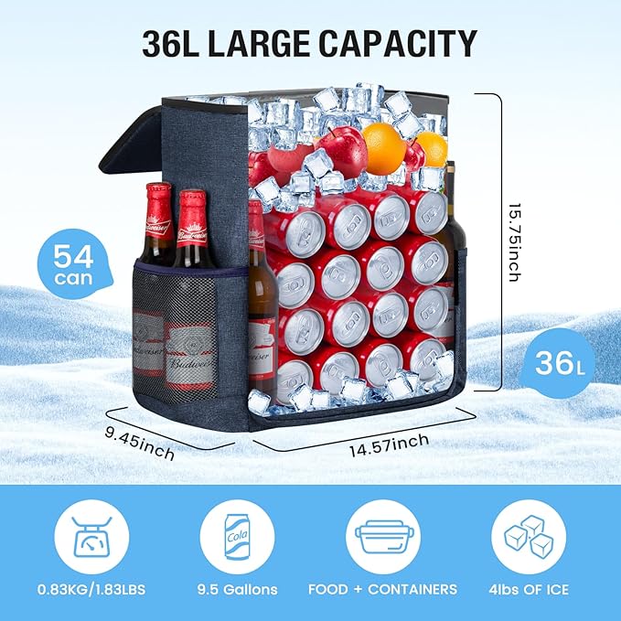 Backpack Cooler - 54 Cans Insulated Leak Proof Cooler Backpack for Men & Women, Cooler Bag Portable Picnic Camping Beach Hiking BBQ Lunch Backpack for Men and Women -Blue