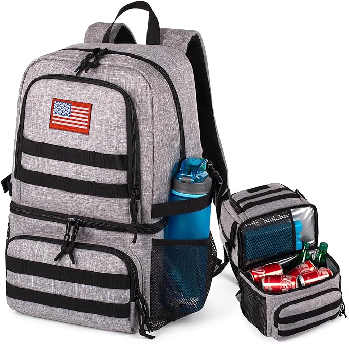 Tactical Double Deck Cooler Backpack for Men,Large Lunch Backpack with 2 Compartment,Soft Cooler Bag