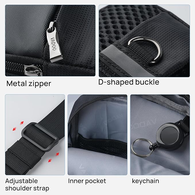VADOO Mini Sling Bag, Small Crossbody Bag with RFID Blocking for Women and Men, Lightweight Chest Phone Bag for Travel Casual