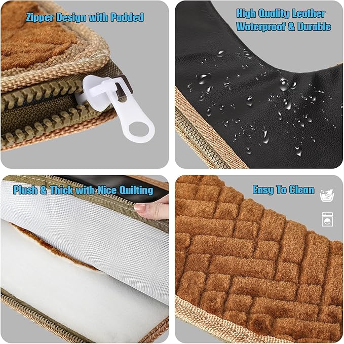 Riakrum 4 Pcs Toilet Seat Covers Pads for Bathroom Comfortable Toilet Seat Cushion Cover Soft Thicker Warmer Washable Pad with Zipper Home Reusable(Elegant,Blue, Gray, Brown, Red)