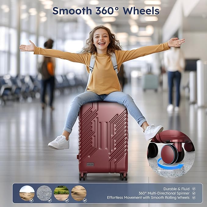 ALPHA CAMP 20-inch Carry On Luggage Airline Approved - PC+ABS Lightweight Suitcase with Built-in TSA Lock，Hard-shell Durable Rolling Luggage with USB Port