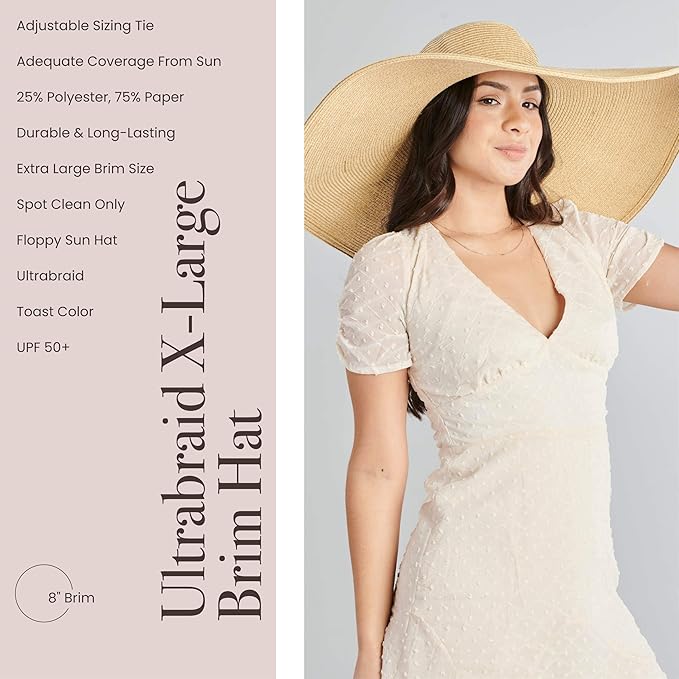 San Diego Hat Company Women's Ultrabraid X-Large Brim Hat, Adjustable Sun Hat with UPF 50+