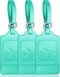 Teskyer Luggage Tags, 3 Pack Premium PU Leather Luggage Tags Privacy Protection Travel Bag Labels Suitcase Tags