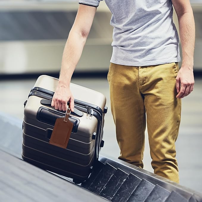 8 Pack Leather Luggage Travel Bag Tags by Travelambo