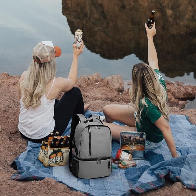 TUGUAN Insulated Cooler Backpack 38 Cans Double Deck Leakproof Lightweight Soft Lunch Backpack Small Cooler Bag Beach Picnic