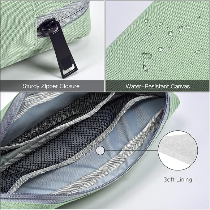imComor Universal Electronics Accessories Case Bag, 2-Pack Portable Soft Carrying Case Bag Pouch Wire Cable Organizer for Hard Drive, Power Adapter, Laptop Mouse, Cosmetics Kit, Small+Big-Mint Green