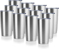DOMICARE 20oz Stainless Steel Tumbler Bulk with Lid, Double Wall Vacuum Insulated Travel Mug, Powder Coated Coffee Cup, Stainless Steel, 12 Pack