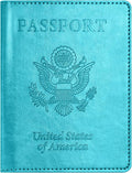 Passport and Vaccine Card Holder Combo with Vaccine Card Slot, Passport Wallet, Passport Cover/ Case for Women and Men(AK-turquoise)