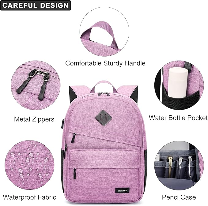 School Backpack for Teen Girls, Cute College Backpacks for Women Students Aesthetic Bookbag Large 15.6 Inch Laptop Bag Middle School Back Pack, Pink