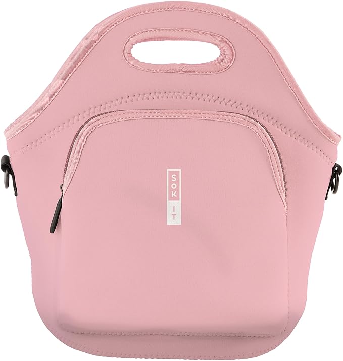 Sok It LunchTote Zippered Bag Insulated Neoprene Caddy (Millennial Pink, X-Large 6.5 Quart Lunch Tote)