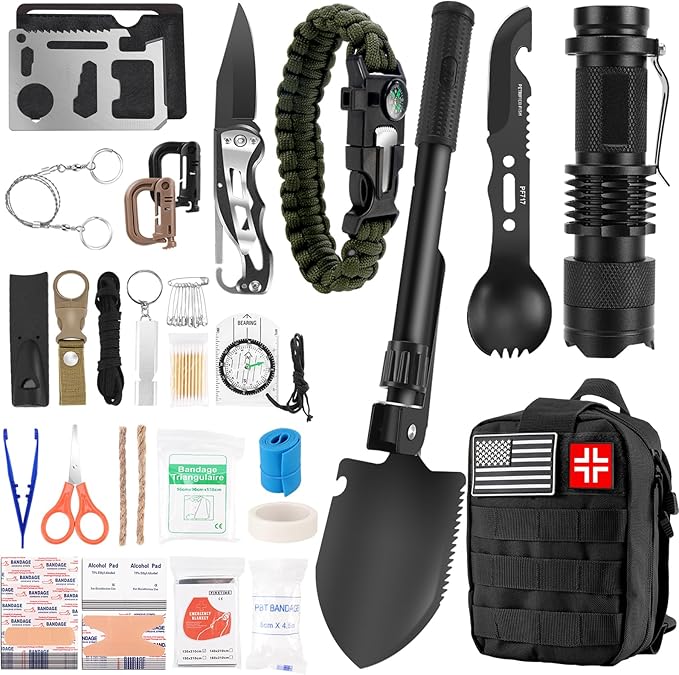 Gifts for Father's Day Men - 118-in-1 Survival Kits - Military-Grade Survival Gear for Outdoor Adventures, Disaster Preparedness, Car/Home/Office Emergency Kit with First Aid Supplies