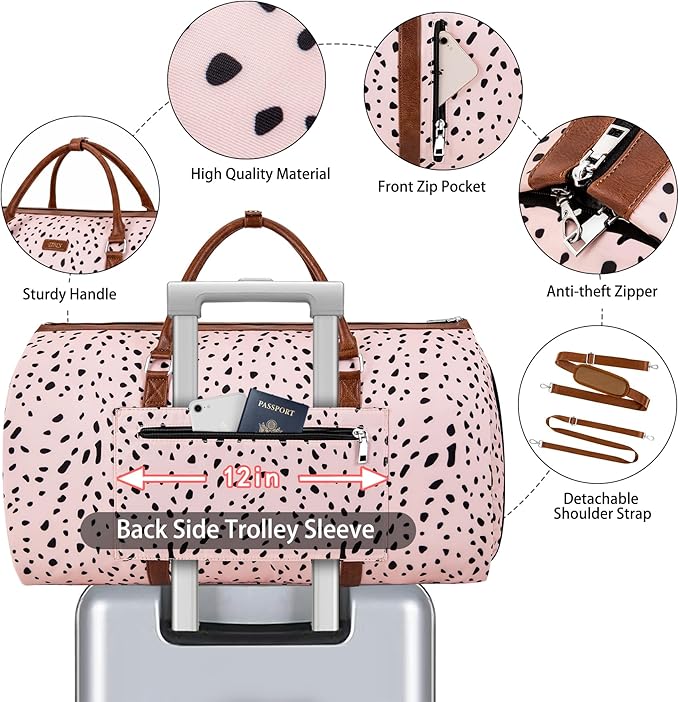 Convertible Garment Duffel Bag for Travel - Carry On Garment Bags With Toiletry Bag Large Weekender Bag for Men Women 2 in 1 Hanging Suitcase Suit Travel Duffel Overnight Bags 4pcs Set
