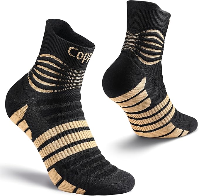 NEENCA Copper Compression Socks, Medical Ankle Support Socks for Injury Recovery & Pain Relief, Sport Protection, Women & Men Circulation, Swelling, Runner, Travel, Pregnancy, Flying—1 Pair, 20-30mmHg