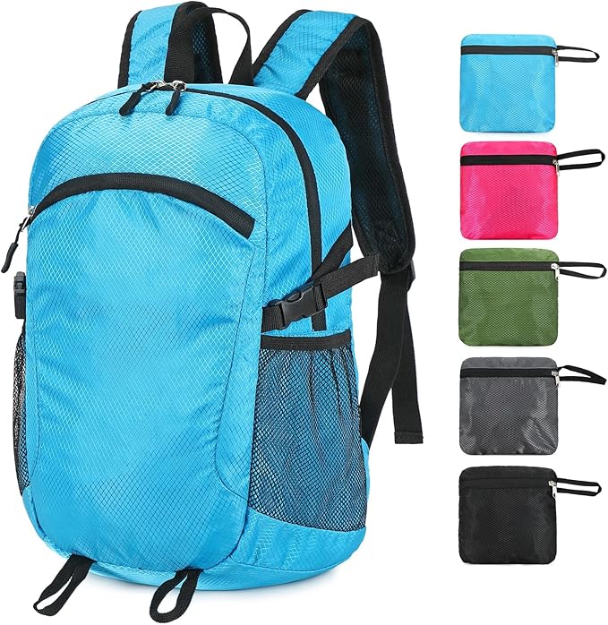 Small Hiking Daypack,15L Waterproof Hiking Backpack Packable Lightweight Travel Day Pack for Women Men (Blue, Small)