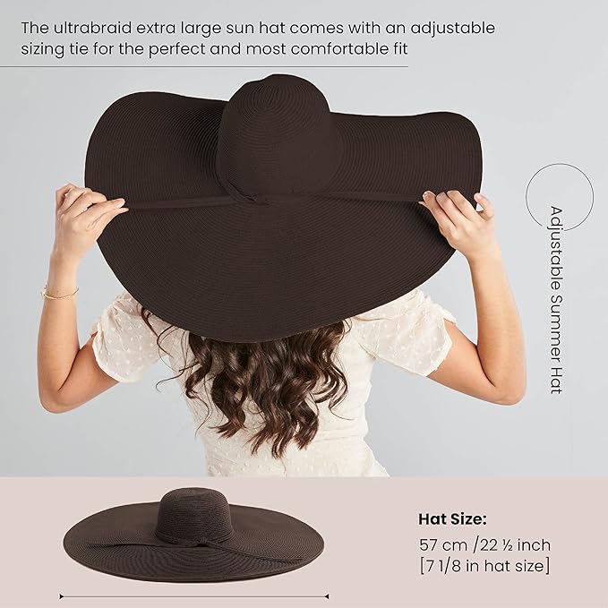 San Diego Hat Company Women's Ultrabraid X-Large Brim Hat, Adjustable Sun Hat with UPF 50+