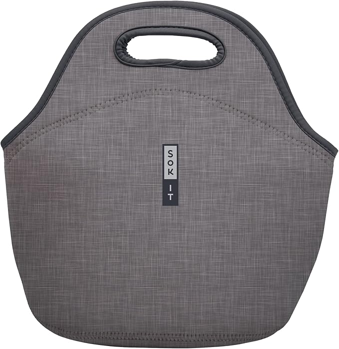 Sok It LunchTote Zippered Bag Insulated Neoprene Caddy (Anthracite, Large 4.5 Quart Lunch Tote)