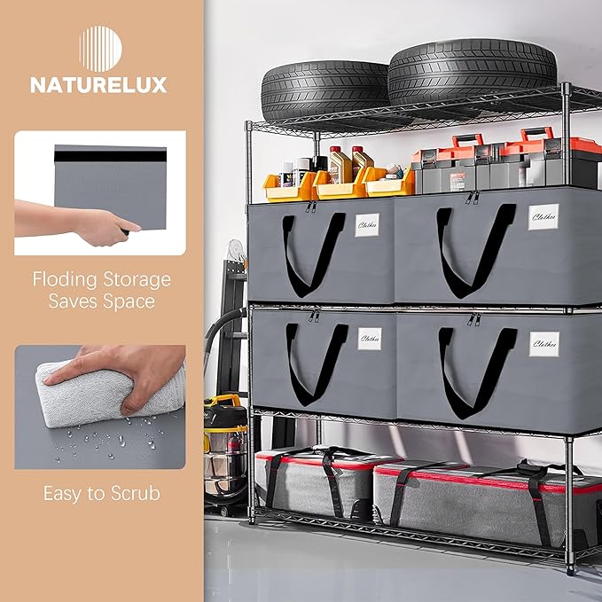 Heavy Duty Moving Bags - Extra Large Packing Bags and Storage Totes, Collapsible and Foldable Option for Moving and Storage, Grey, 125 L - 6 Pack