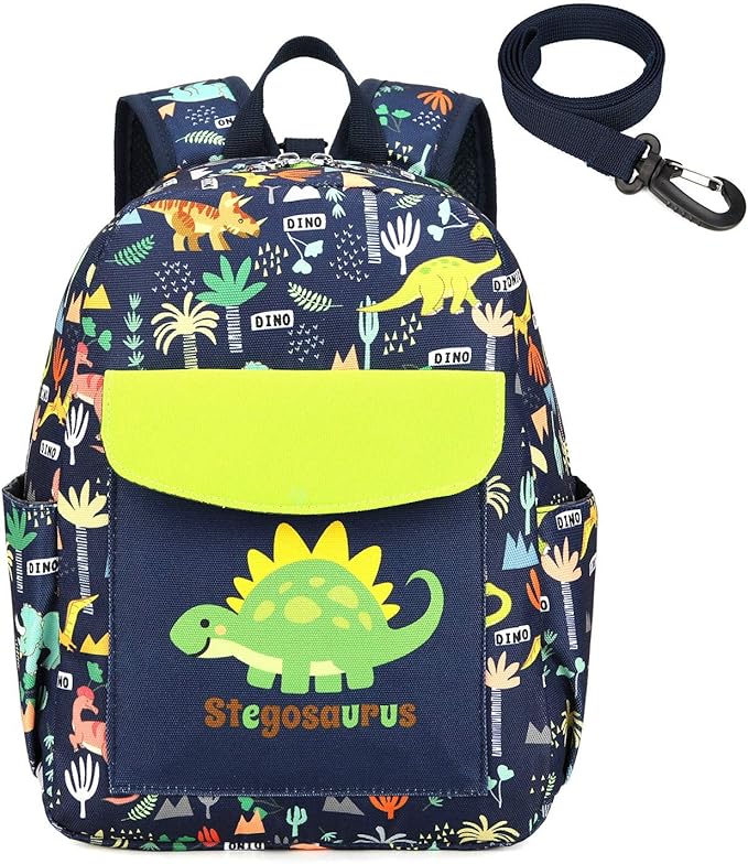 willikiva Cute Zoo Little 2d Backpack Kid Backpacks for Girls and Boys Toddler Backpack Waterproof Preschool Safety Harness Leash(Green Dinosaur)