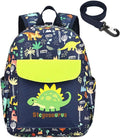willikiva Cute Zoo Little 2d Backpack Kid Backpacks for Girls and Boys Toddler Backpack Waterproof Preschool Safety Harness Leash(Green Dinosaur)