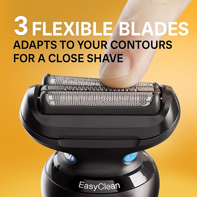 Braun Electric Shaver for Men, Series 5 5120s, Wet & Dry Shave, Turbo Shaving Mode, Foil Shaver, Engineered in Germany, with Beard Trimmer & Attachments, Blue