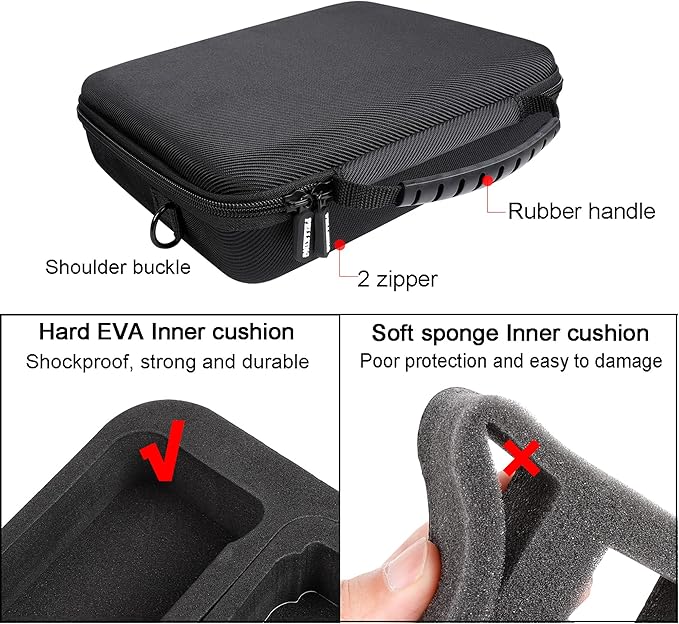 PellKing Hard Case for GoPro Hero 13/12/11/10/9/8/7/2018/6/5 Blcak/4 Silvery Action Camera, Accessories Carrying Storage Shoulder Bag With Strap for DJI Osmo Action 5/4/3 Insta360 Ace Pro