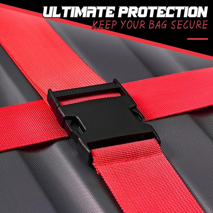 Eccliy 12 Pack Luggage Straps Suitcase Belts Wide Adjustable Packing Straps Travel Belts Accessories for Business Packing(Red)