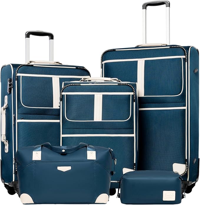 Coolife Luggage 5 Piece Set Suitcase Expandable TSA lock spinner softshell