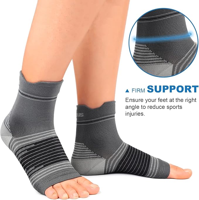 Plantar Fasciitis Sock (6 Pairs) for Men and Women, Compression Foot Sleeves with Arch and Ankle Support (Black, Gray, White, X-Large)