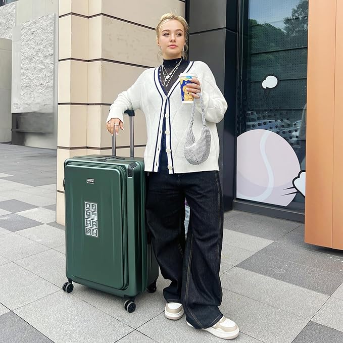 Carry On Luggage, 20Inch & 29 Inch Top Opening Airline Approved ABS+PC Hard Shell Suitcases with Silent Wheels, TSA Lock,Front Pocket and Wet-dry Separated Six-piece Set