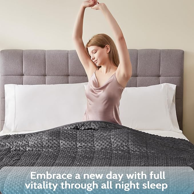 L'AGRATY Weighted Blanket for Adult - 60"x80" 20lbs Minky Dots Heavy Blanket with Glass Beads: Soft Breathable for All-Season Summer Fall Winter Thick Comfort for Sleeping