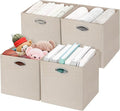 Posprica Storage Cubes, 12×12 Storage Bins, Fabric Drawers Organizer Basket, 4pcs, Beige
