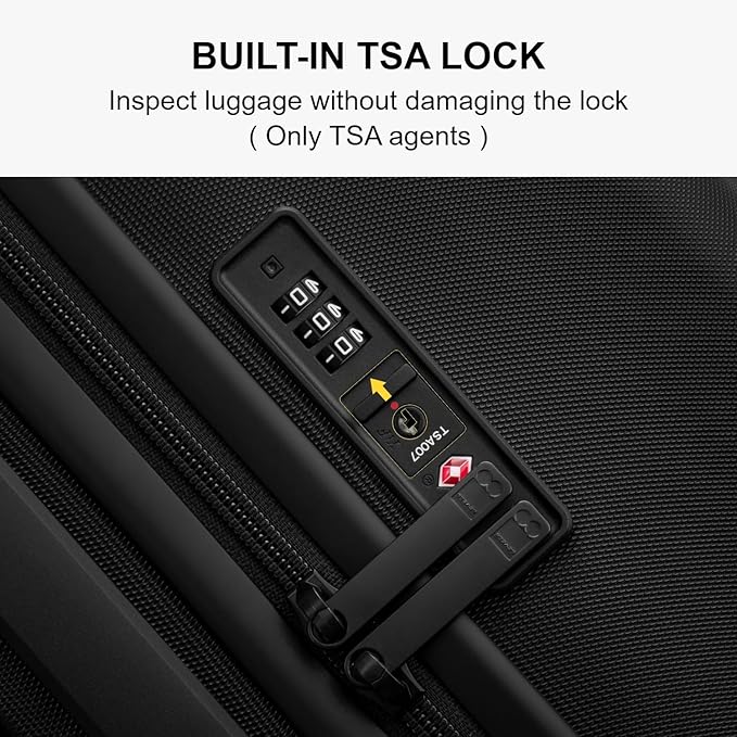 LEVEL8 Luggage Sets 2 Piece, 20/28 inch Hardshell Suitcases Sets, Lightweight Luminous Textured Hardside with Spinner Wheels, Tsa Lock, 2-Piece Set (20/28), Black