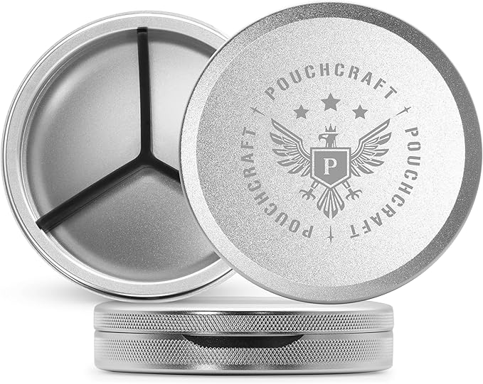 Metal Pouch Can | Metal Container | Slim EDC Pocket Tin | Airtight & Moisture-Resistant | Compact Daily Organizer | Pill Case & Travel Tin | Father’s Day Gift for Dad | (Insignia Ed, Silver, Tall)
